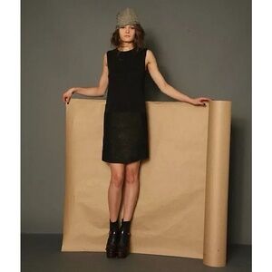 RAQUEL ALLEGRA | Lambskin & Silk Contrast Shift Dress in Black | M
